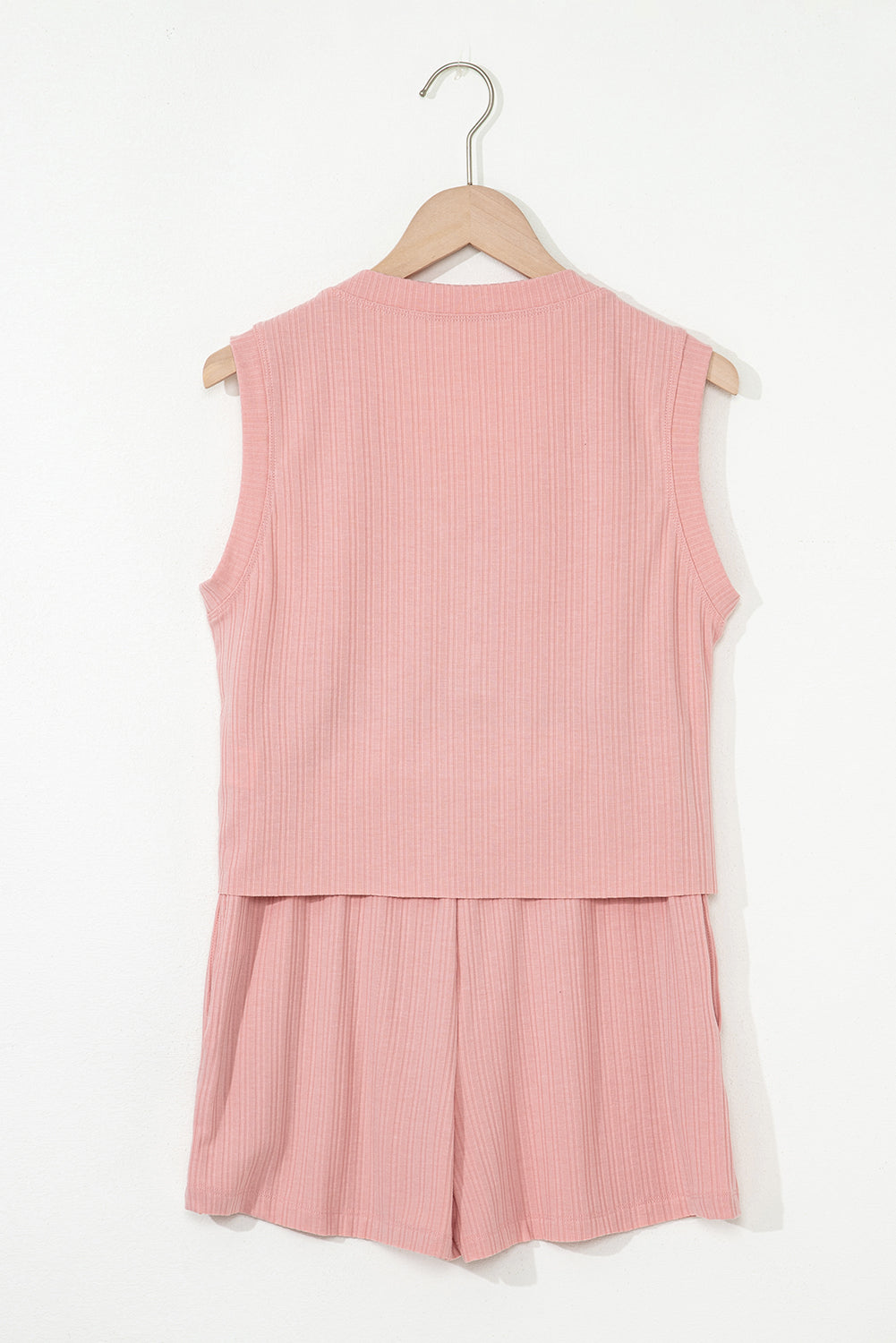 Linda Ribbed Button V Neck Set
