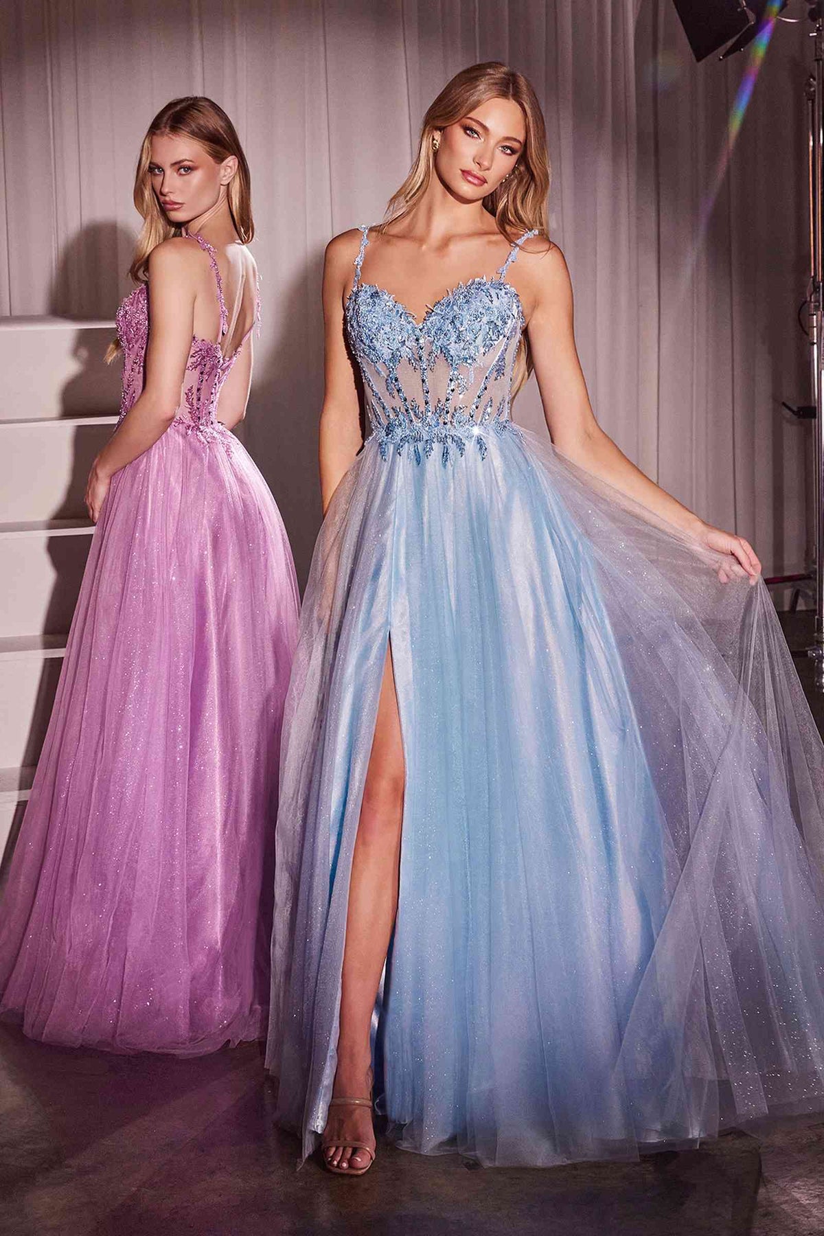 Long Lace and Tulle A-Line Ball Gown