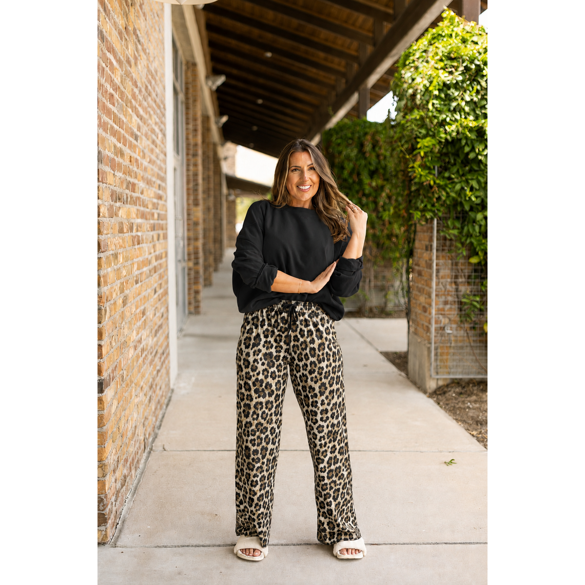 The Tricia - Leopard Wide Leg Lounge Pants