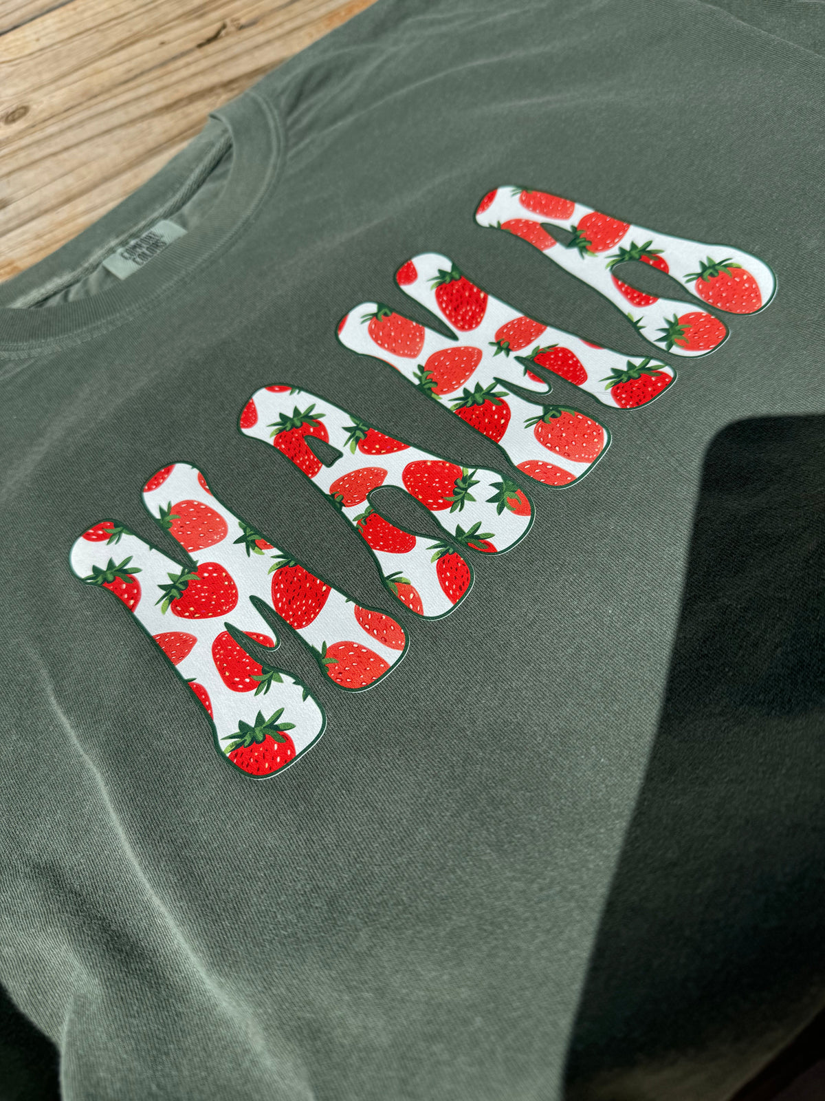 Strawberry Mama Comfort Colors Tee — Moss