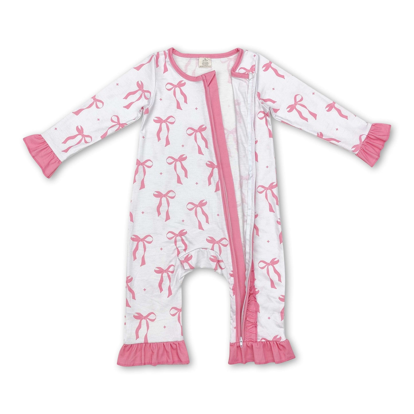 Pink Bow Zipper Romper