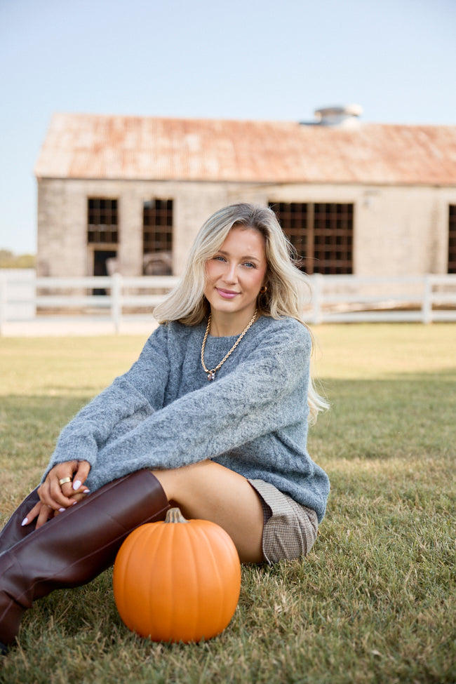 Elevated Everyday Grey Oversized Crew Neck Sweater