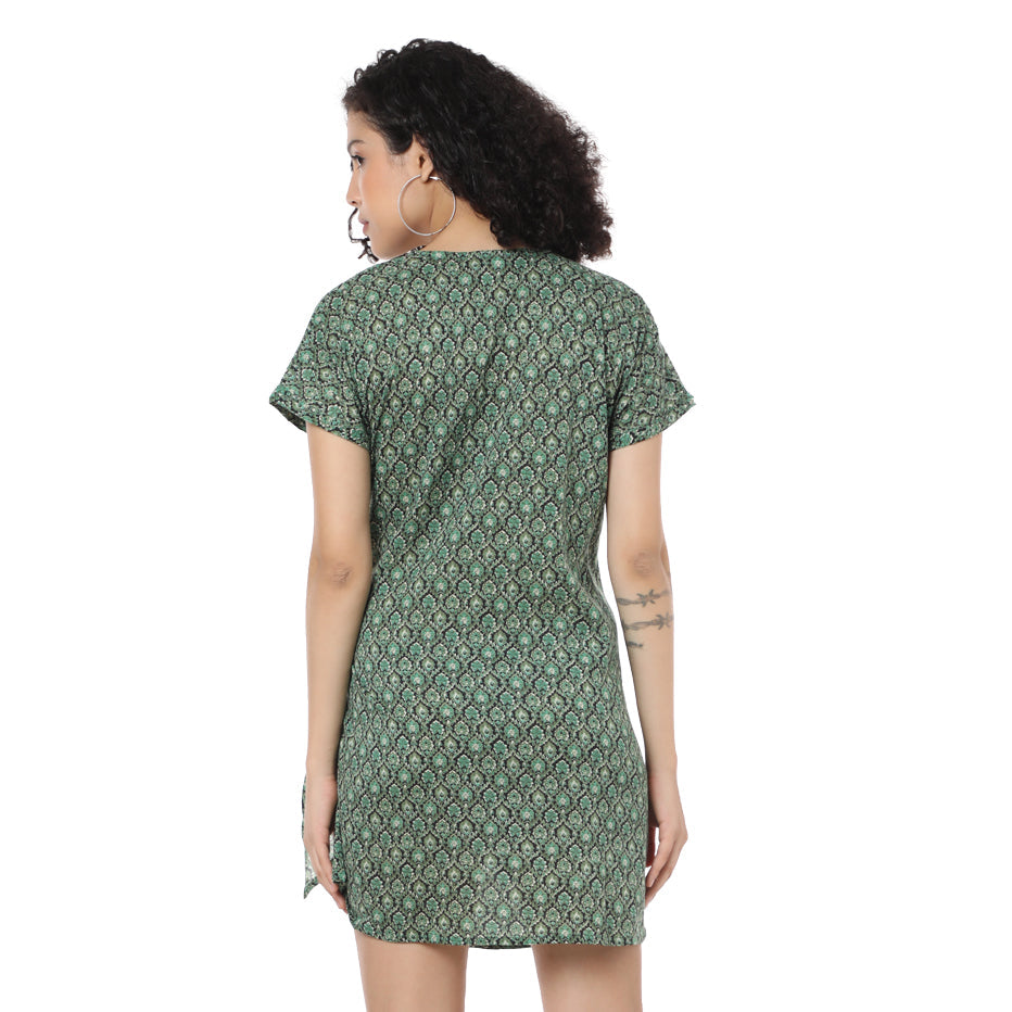 Cotton Geometric Mini Dress