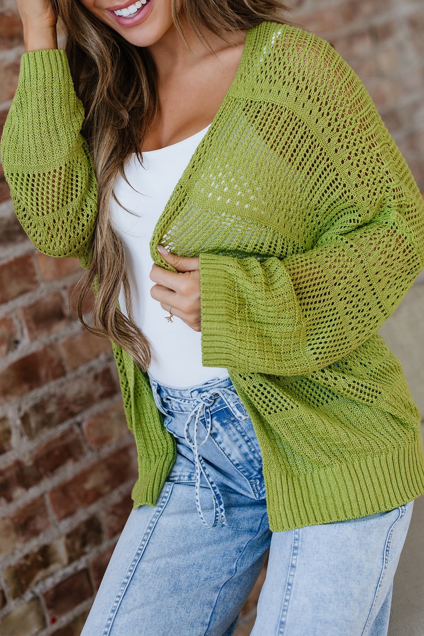 Crochet Knit Oversize Open Front Cardigan