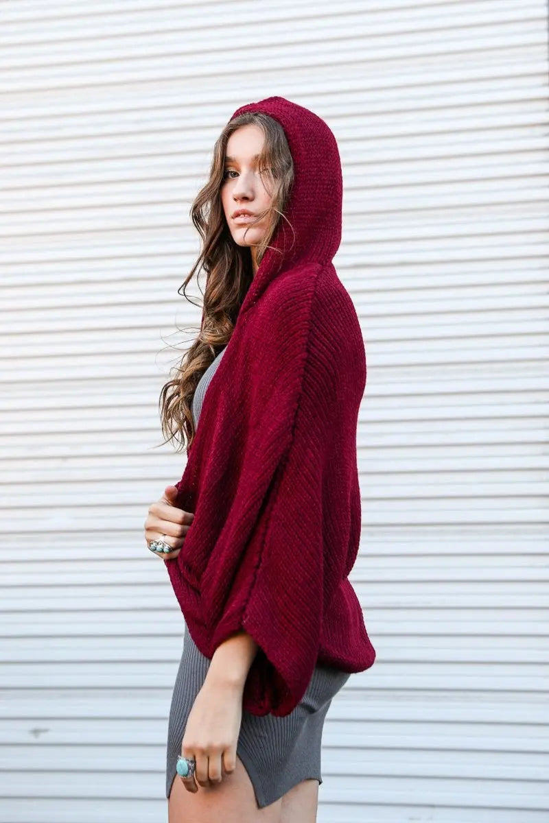 Hooded Rib Knit Cardigan