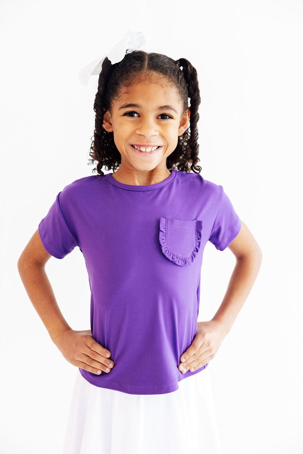 Purple Ruffle Pocket Tee