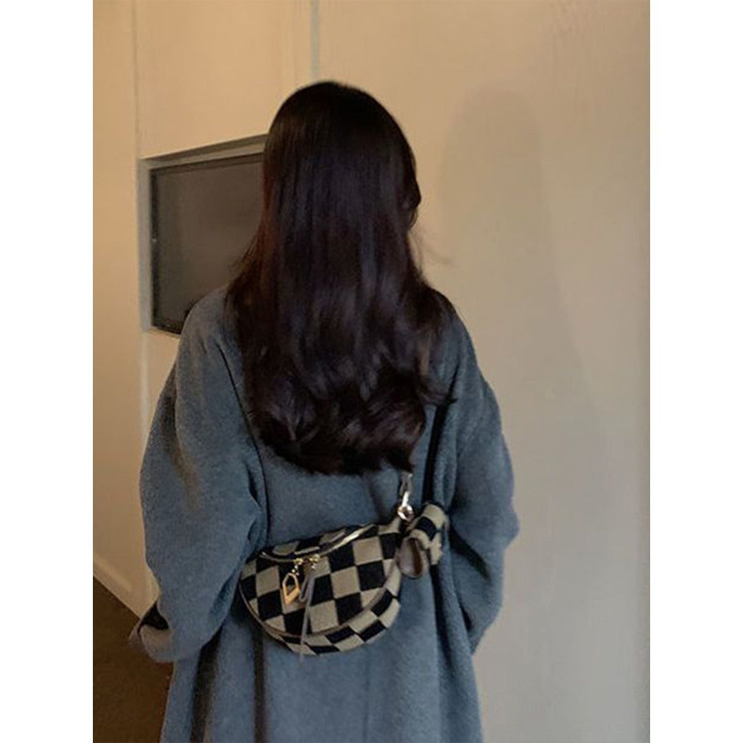 Small Crossbody Bag – Versatile Commute with Checkerboard Canvas