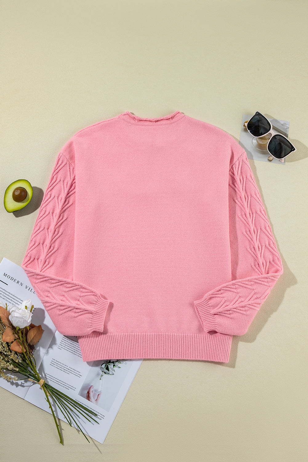 Blossom Knitted Notched Neck Sweater