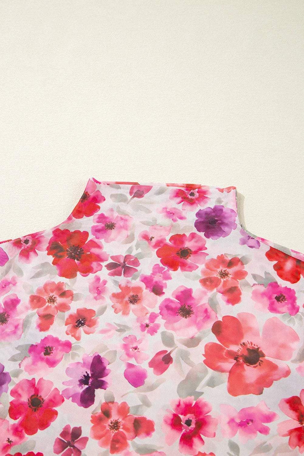 Floral Long Sleeve Slim Fit Mesh Top