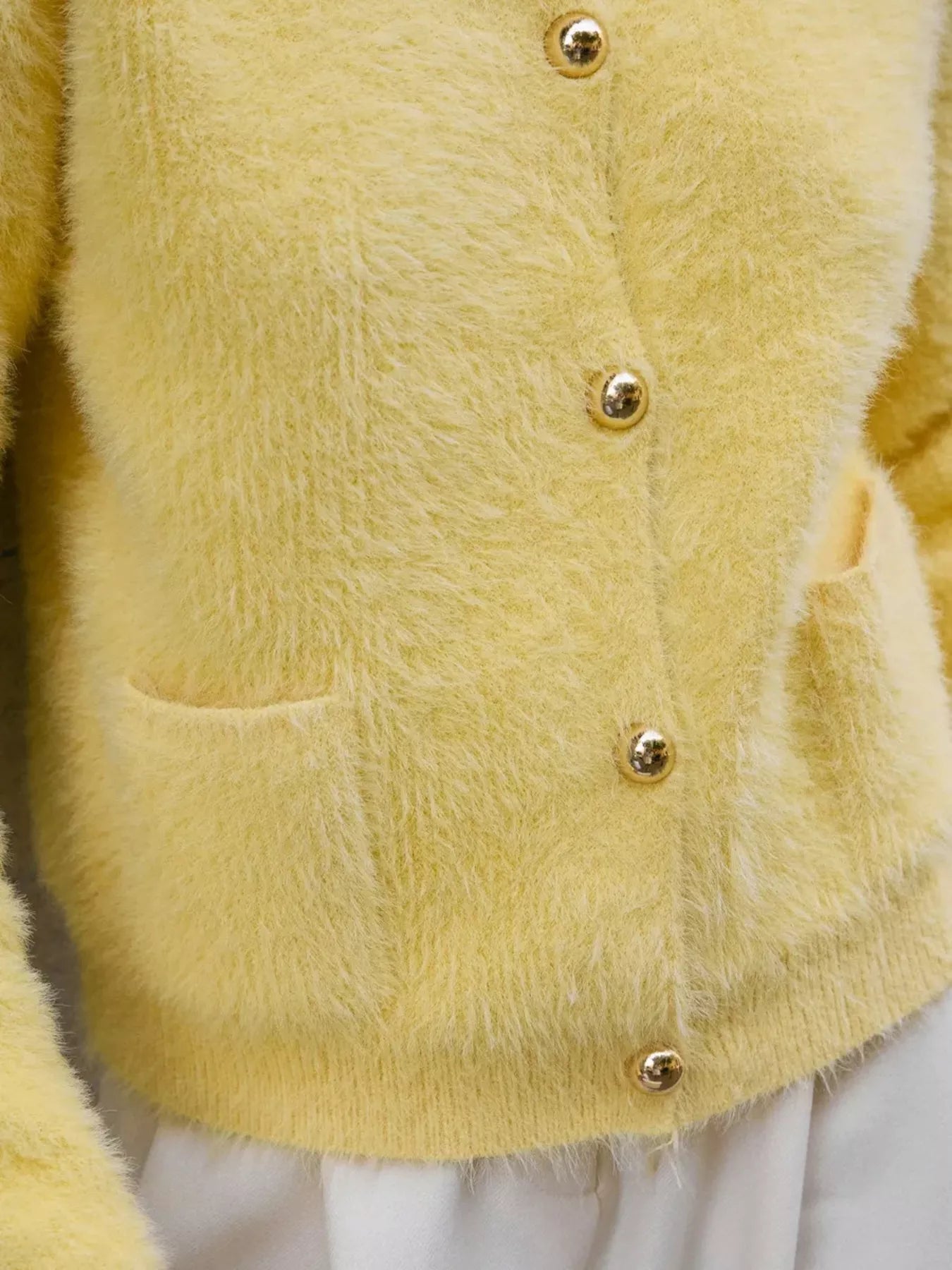 Fluffy Knit Button Up Cardigan