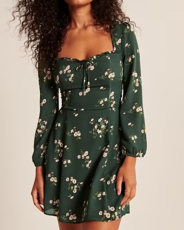 Lace Lantern Sleeve Dress