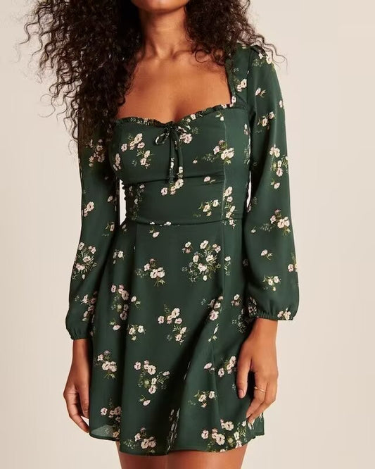 Lace Lantern Sleeve Dress