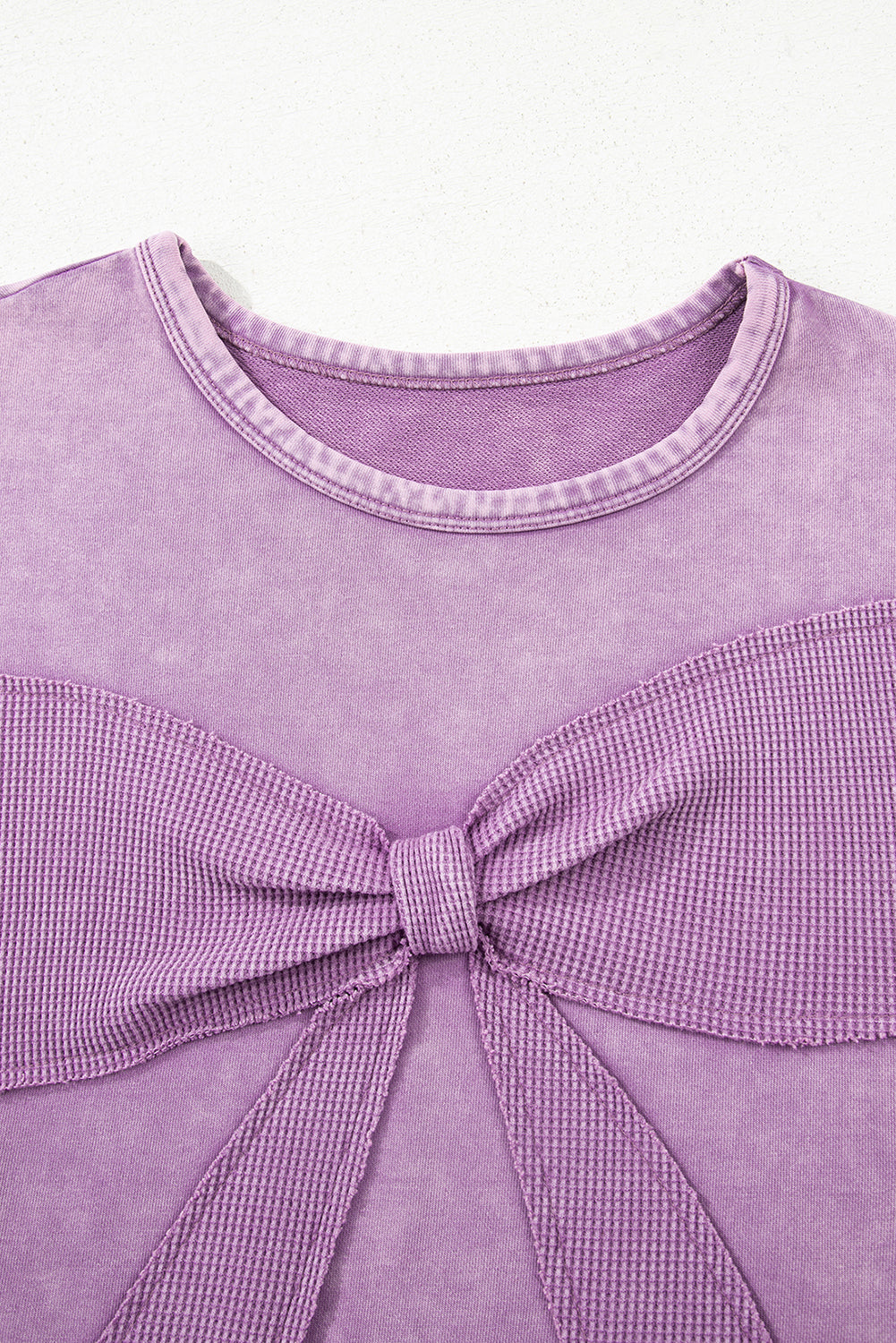 Solid Bow Patchwork Mineral Wash Sweatshirt