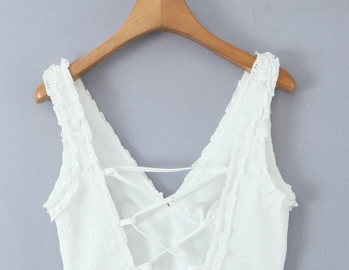 Mesh Embroidered Vest Dress