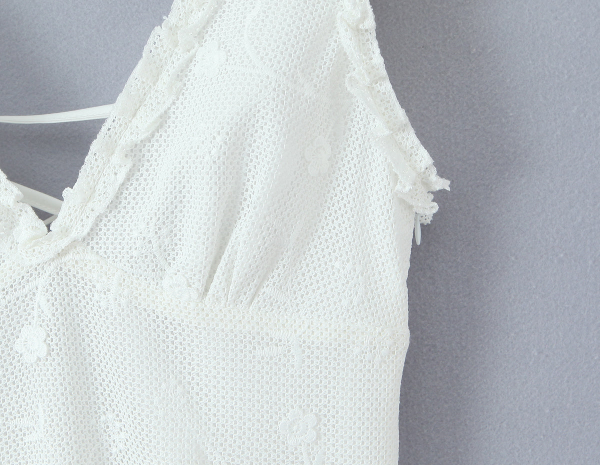 Mesh Embroidered Vest Dress