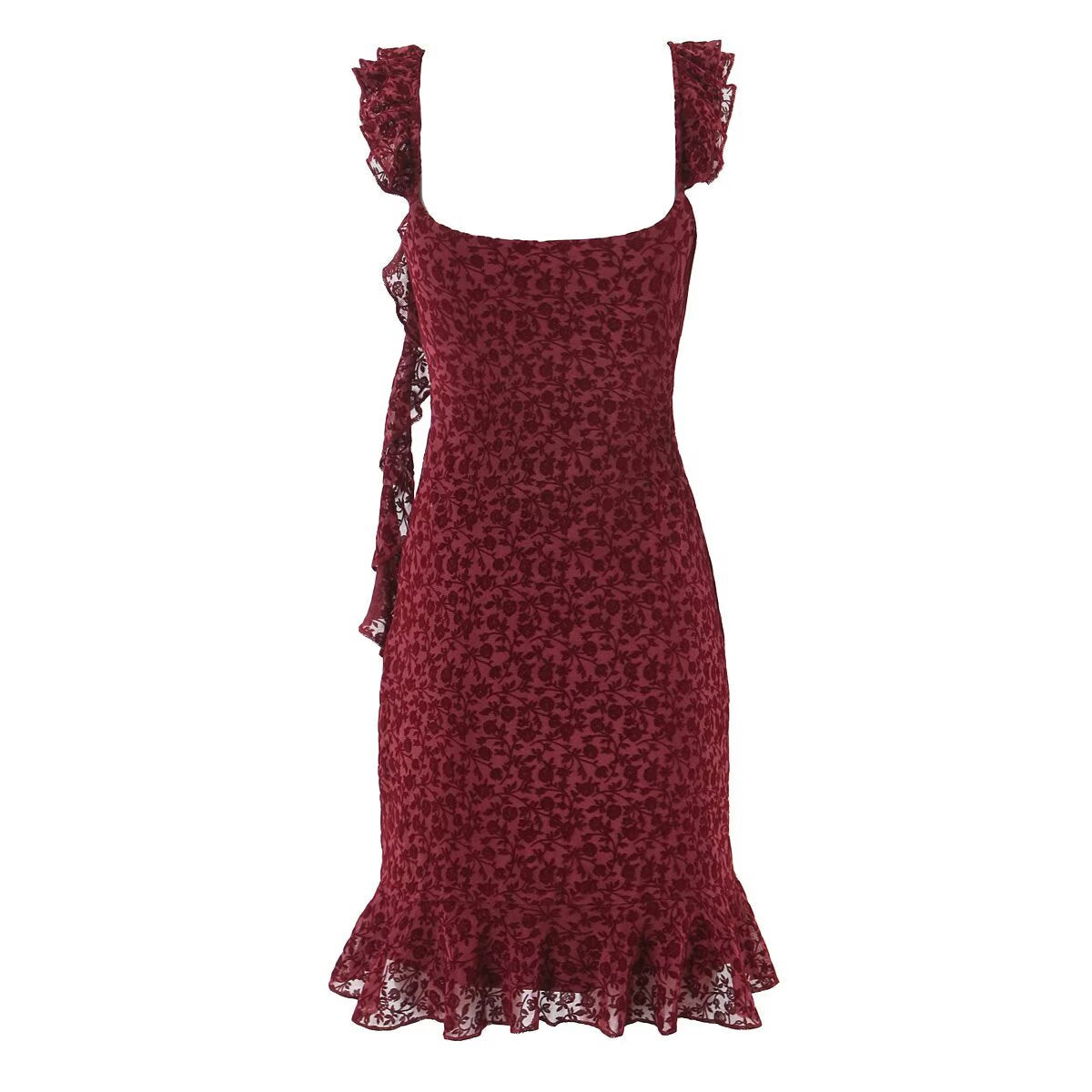 Tight Waist A line Dress Ruffled Dress