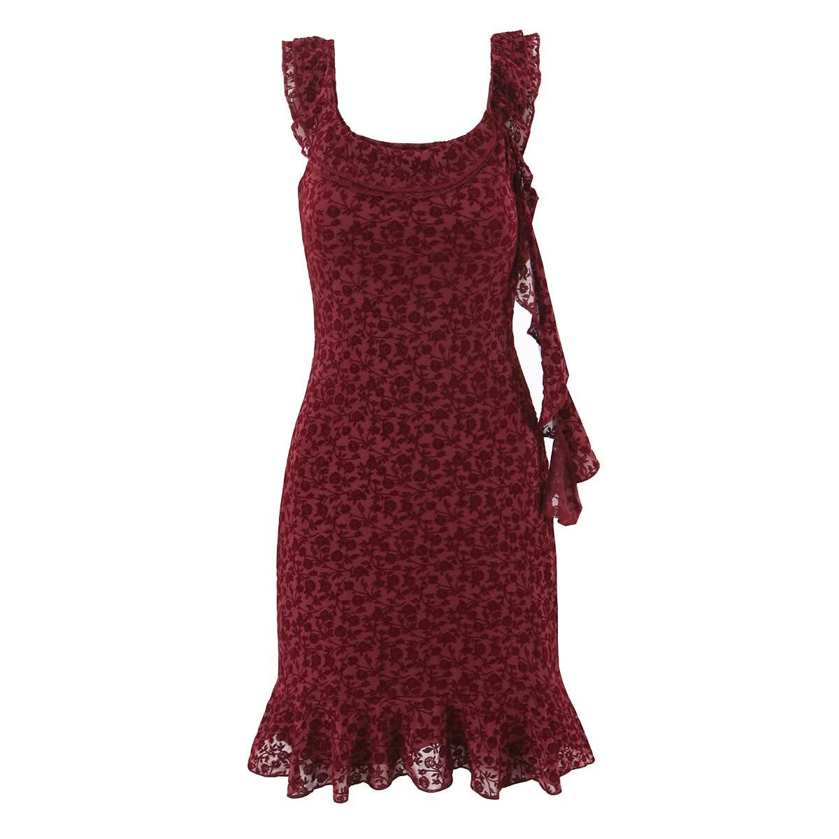 Tight Waist A line Dress Ruffled Dress