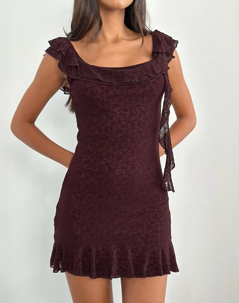 Tight Waist A line Dress Ruffled Dress