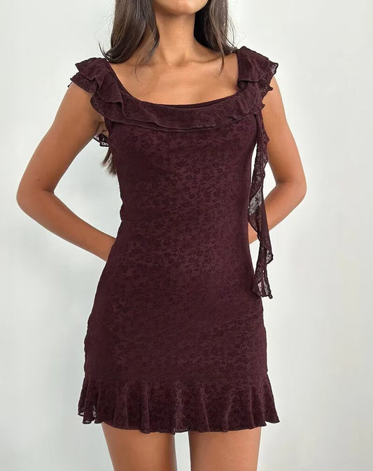 Tight Waist A line Dress Ruffled Dress