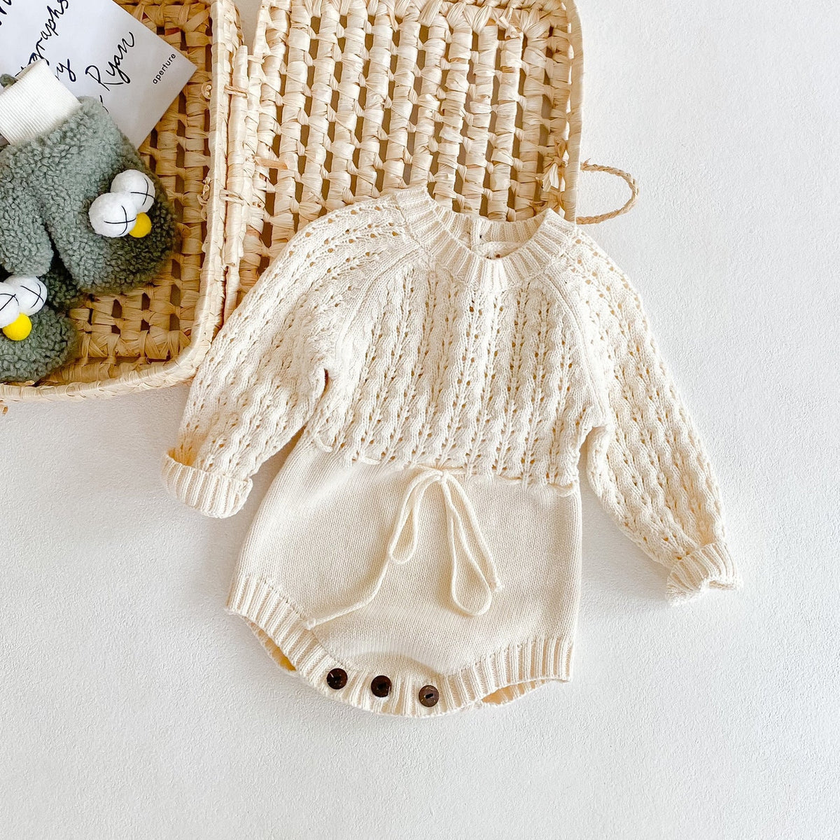 Knitted Hollow Waist Girdle Long Sleeves Harpy Dress Triangle
