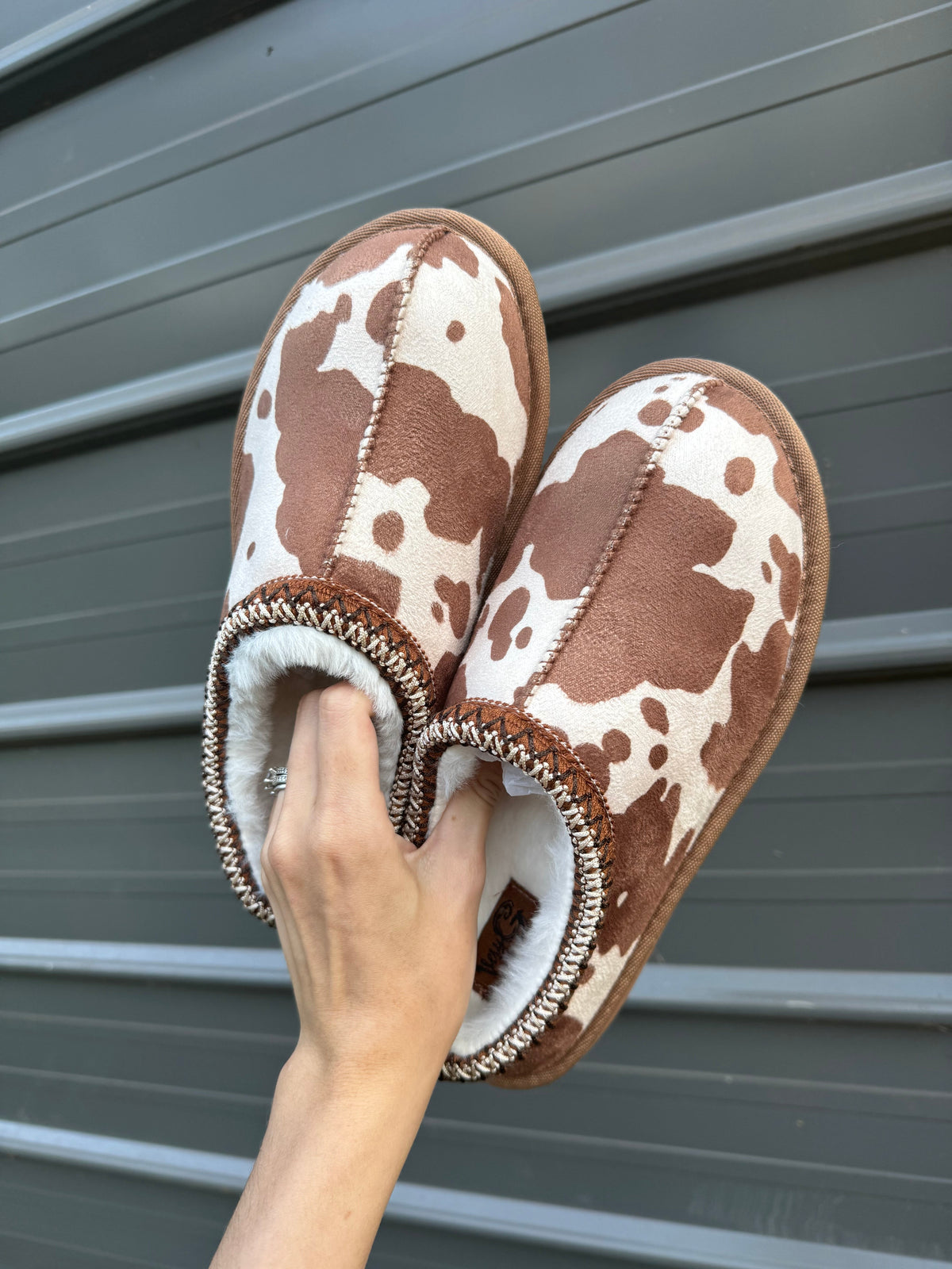 Cow Print Bruin Slippers | Cozy Women's Slip-On Slippers