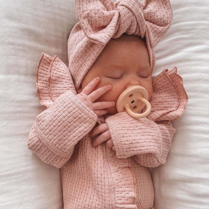 Infant Bodysuit Long-sleeved Knitted Stretch Waffle Jumpsuit