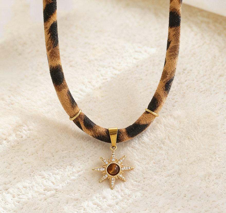 Leopard Print Ribbon Necklace
