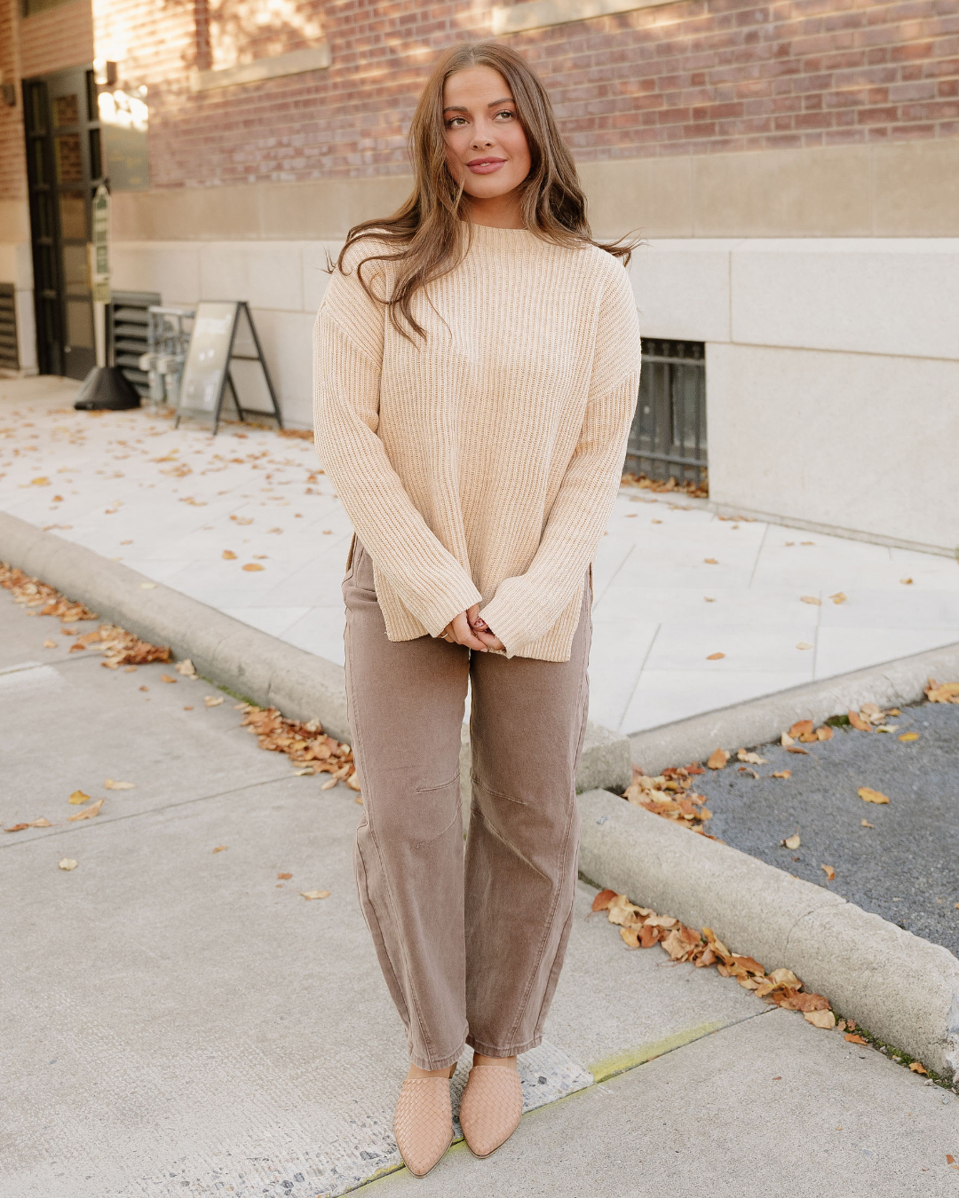 Lou Drop Shoulder Side Slits Loose Sweater