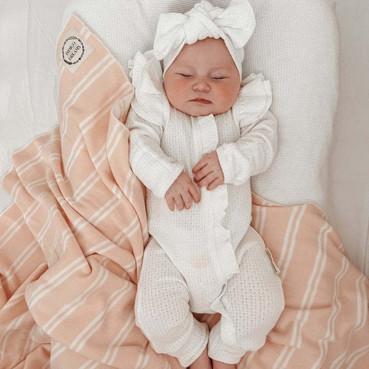 Infant Bodysuit Long-sleeved Knitted Stretch Waffle Jumpsuit