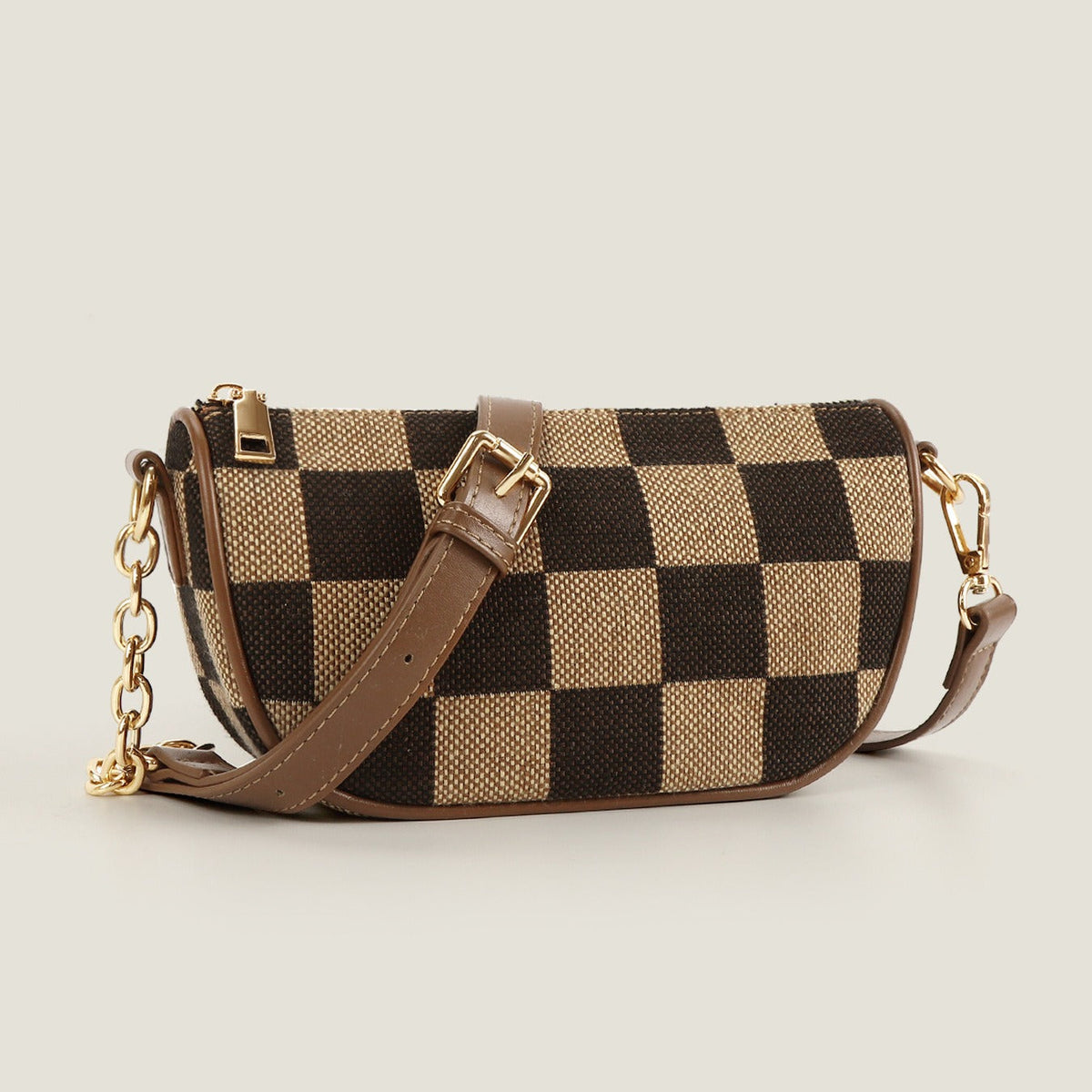 Small Crossbody Bag – Versatile Commute with Checkerboard Canvas