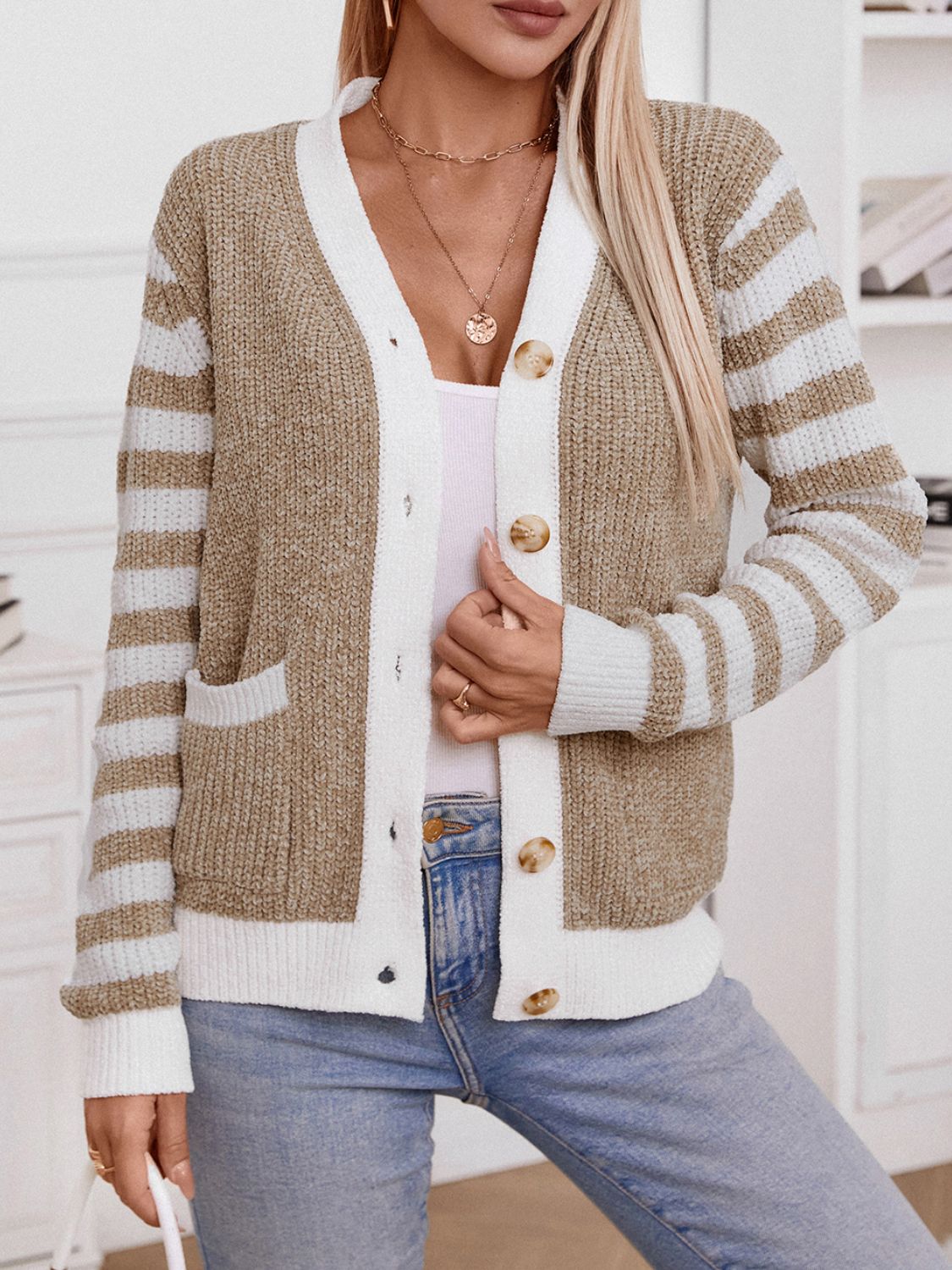Striped Long Sleeve Cardigan