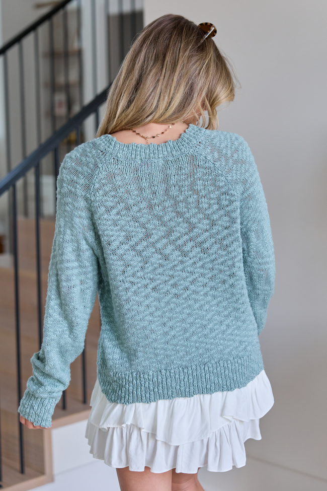 Sterling Teal Slub Crewneck Sweater SALE