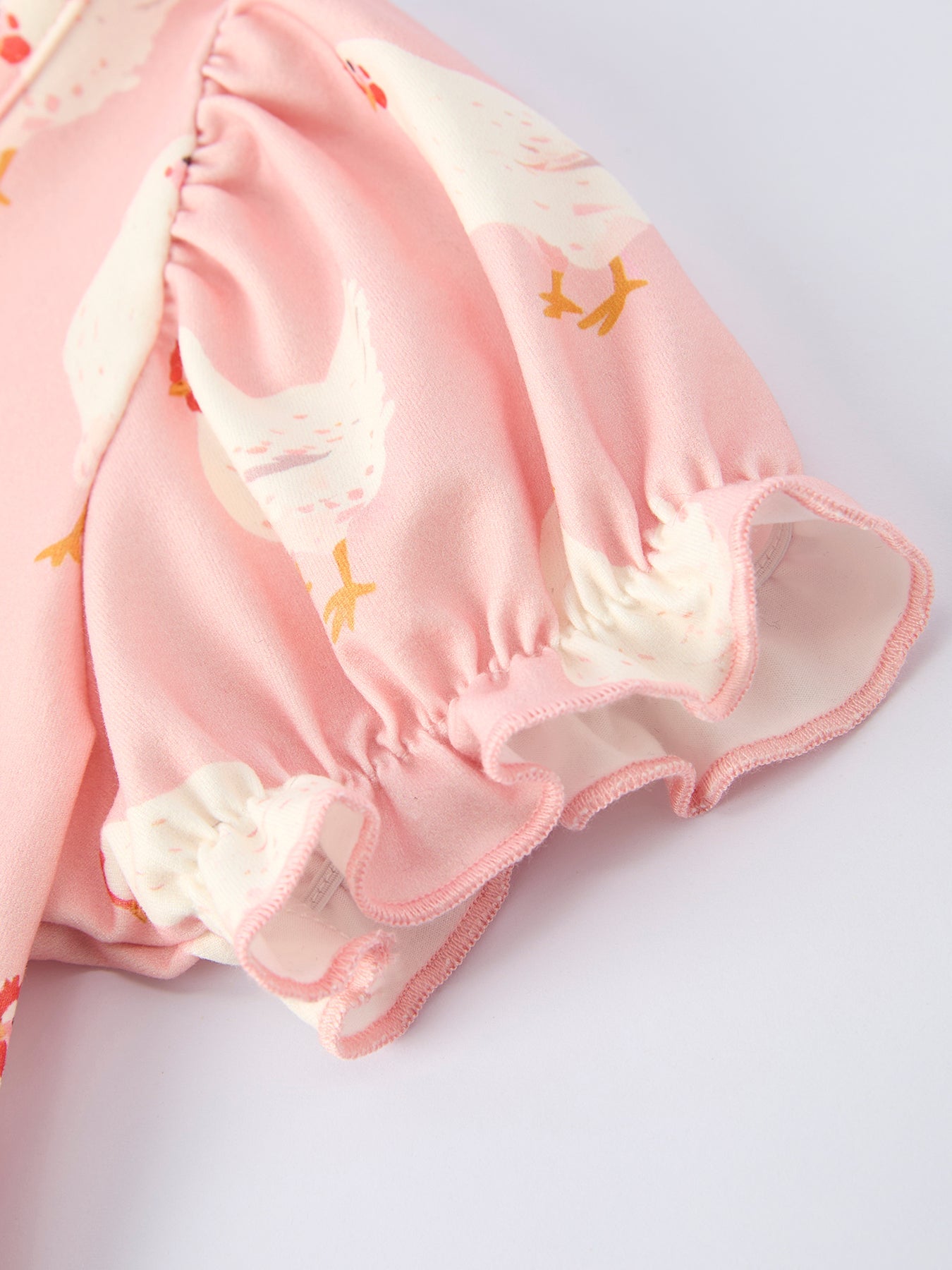 Farm Chicken Print Girls Ruffle Dress