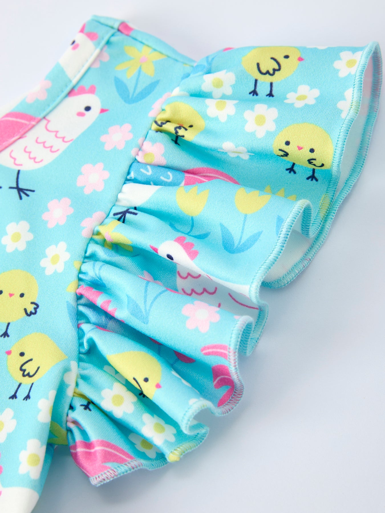 Aqua Chicken Floral Farm Print Girls Dress