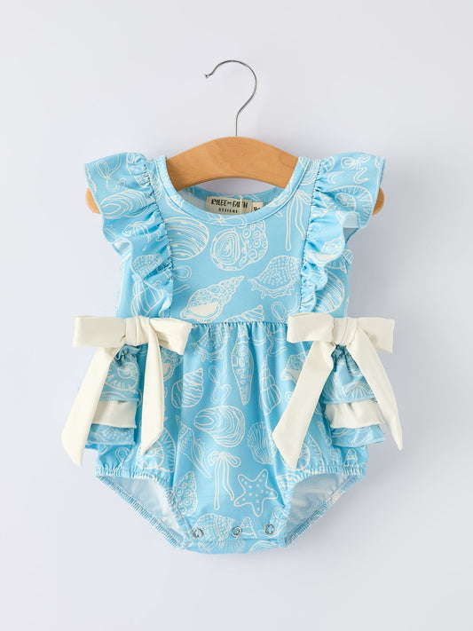 Ocean Girls Romper Bow Ruffle