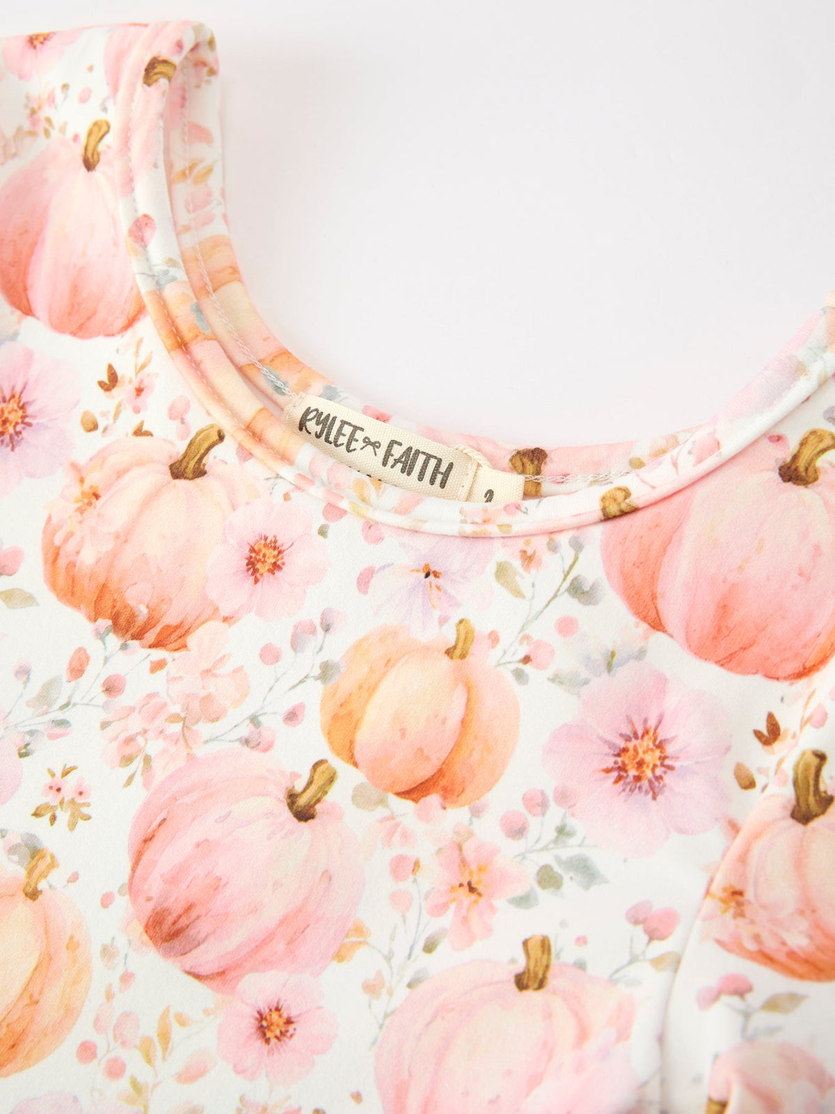 Fall Pink Pumpkin Girls Long Sleeve Twirl Dress