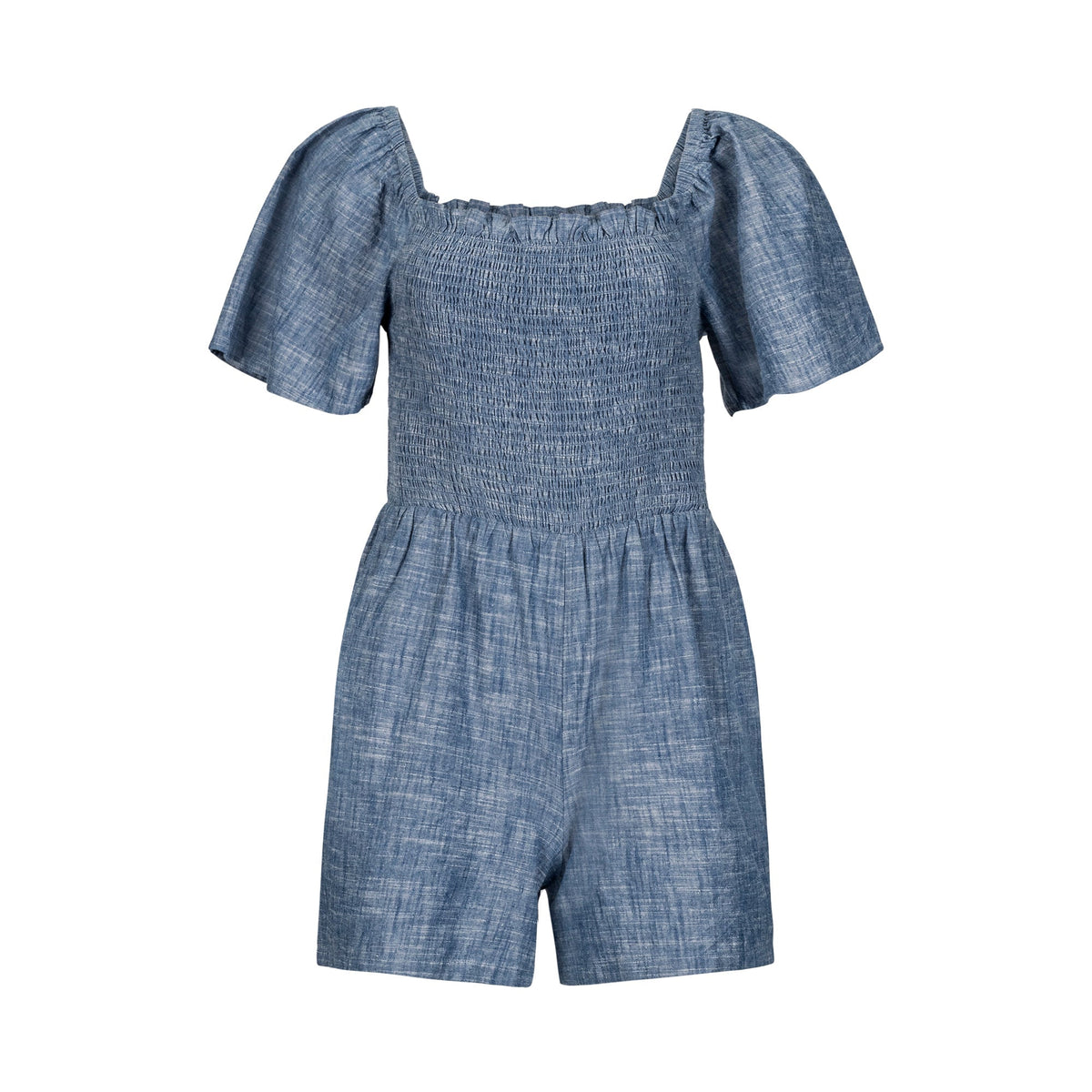 Organic Smocked Chambray Romper