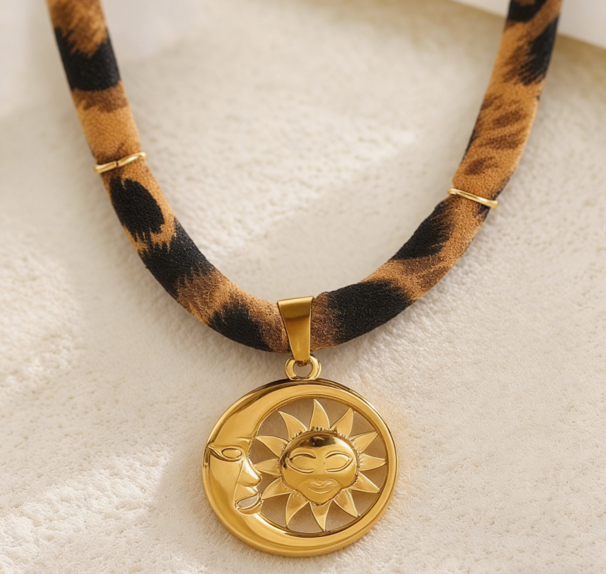 Leopard Print Ribbon Necklace