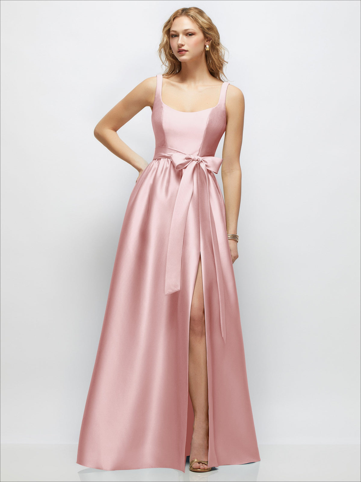 Scoop-Neck Tank Bodice Maxi Dress with Full Skirt
