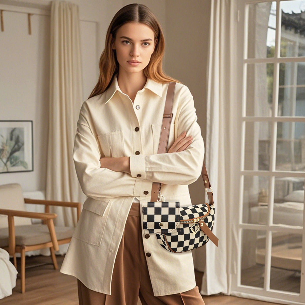 Checkerboard Chest Bag