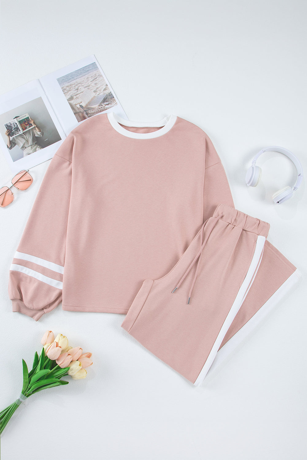 Varsity Stripe Pullover and Drawstring Pant Set