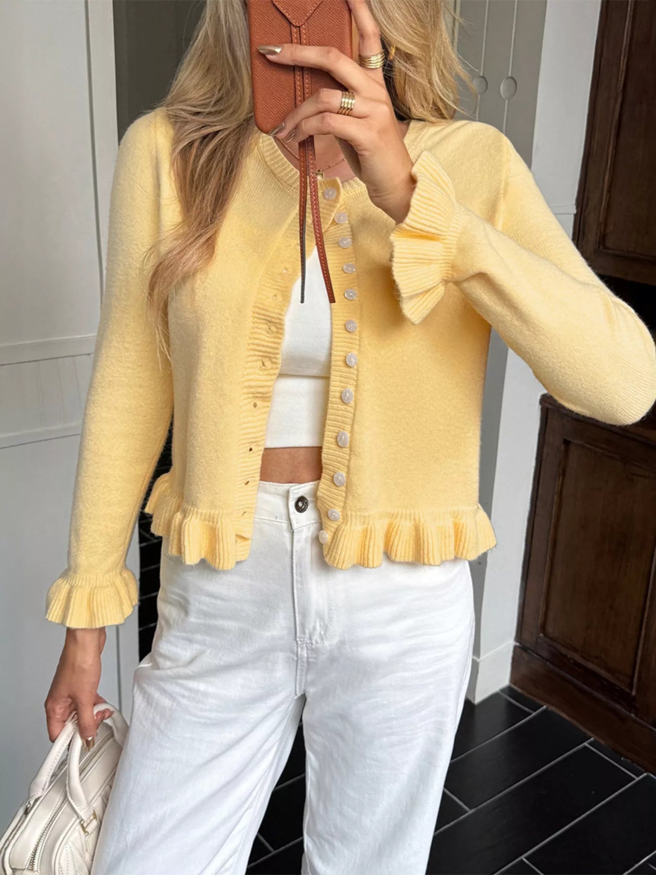 Lovely Ruffled Knit Cardigan