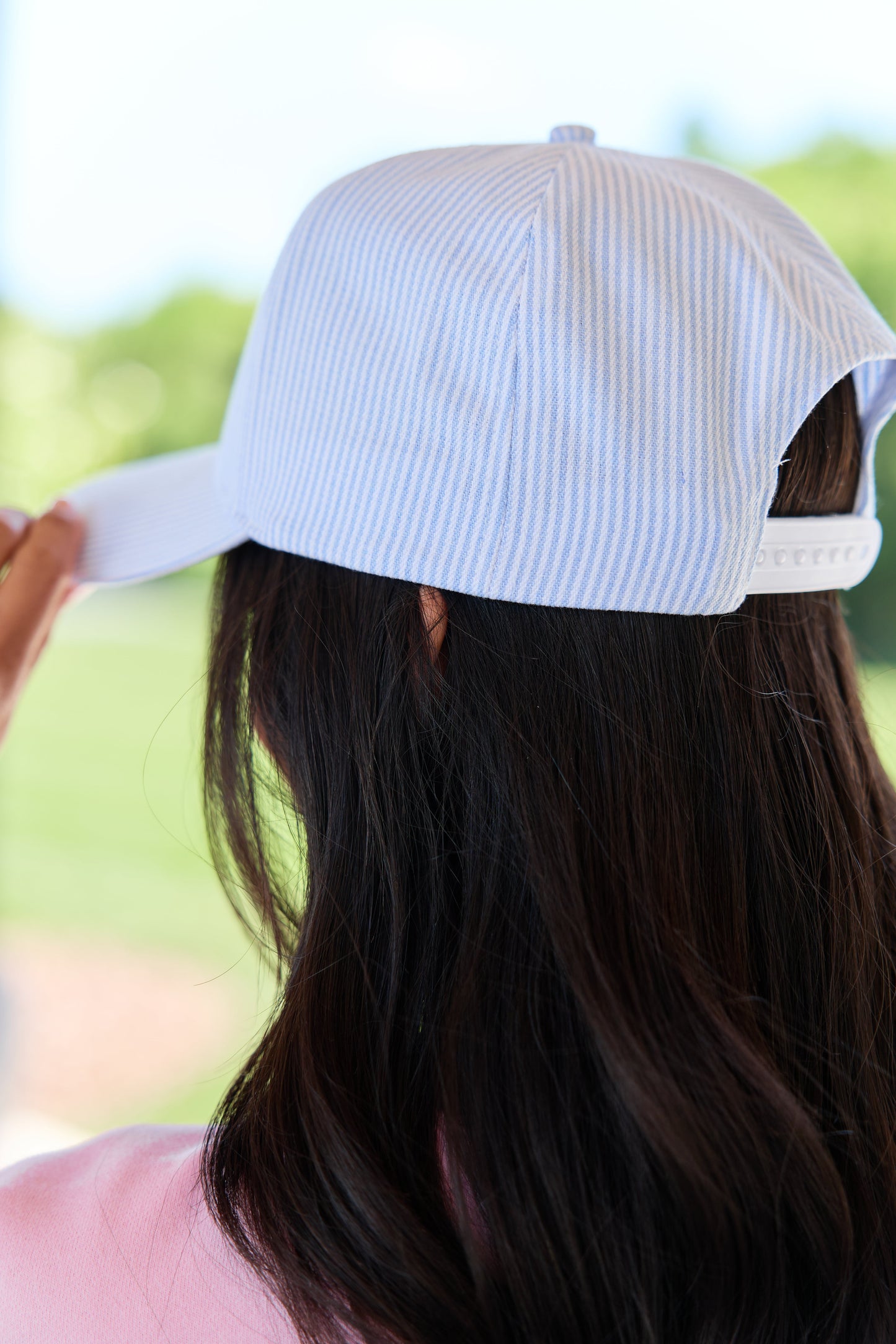 Blue Striped Mama Trucker Hat