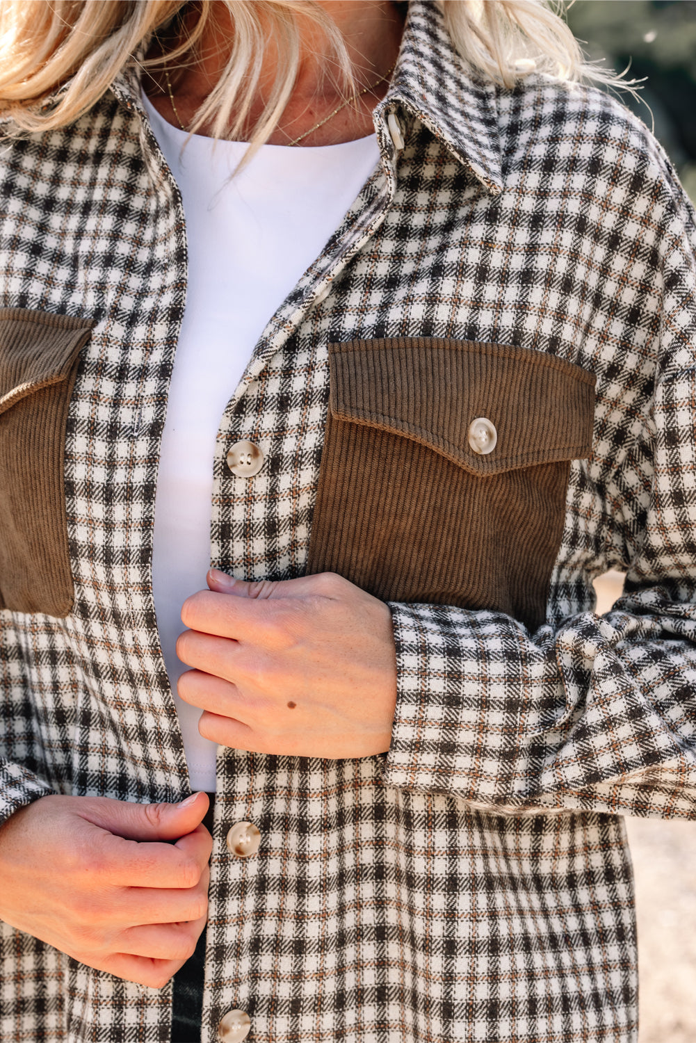 Ava Flap Patchwork Plaid Shacket