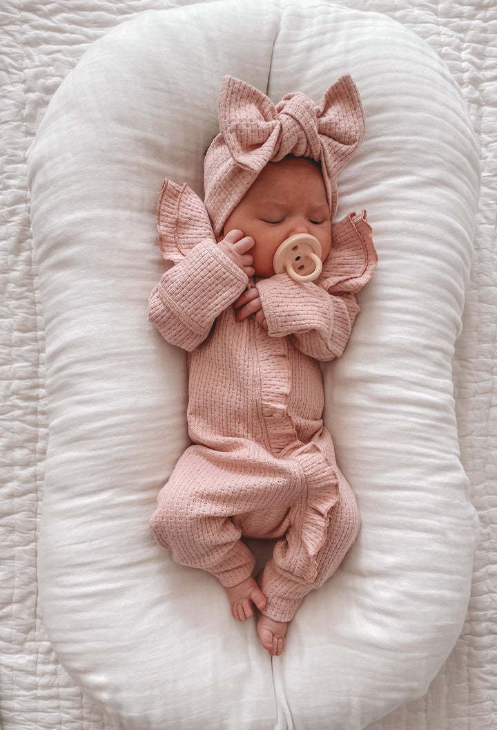 Infant Bodysuit Long-sleeved Knitted Stretch Waffle Jumpsuit