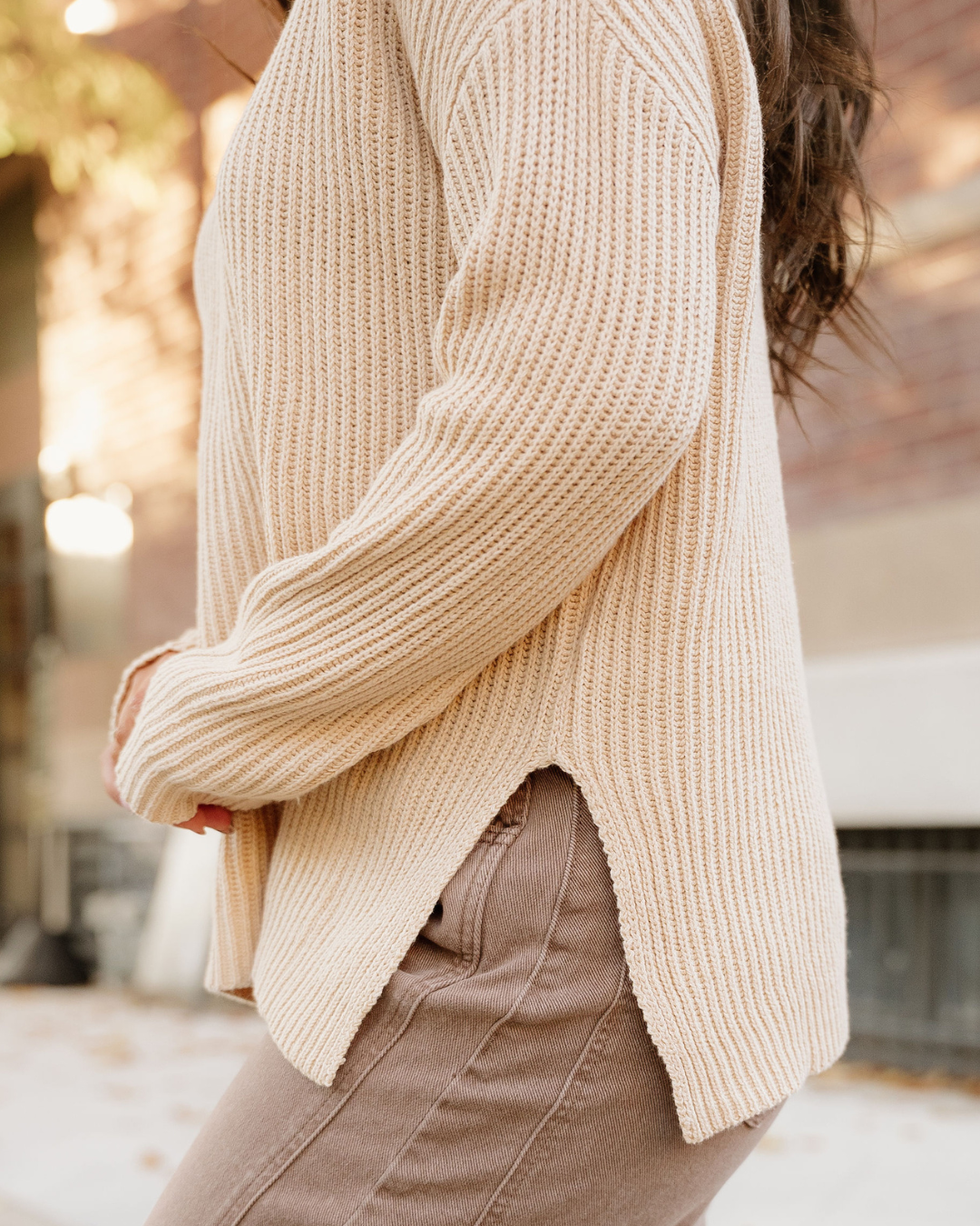 Lou Drop Shoulder Side Slits Loose Sweater