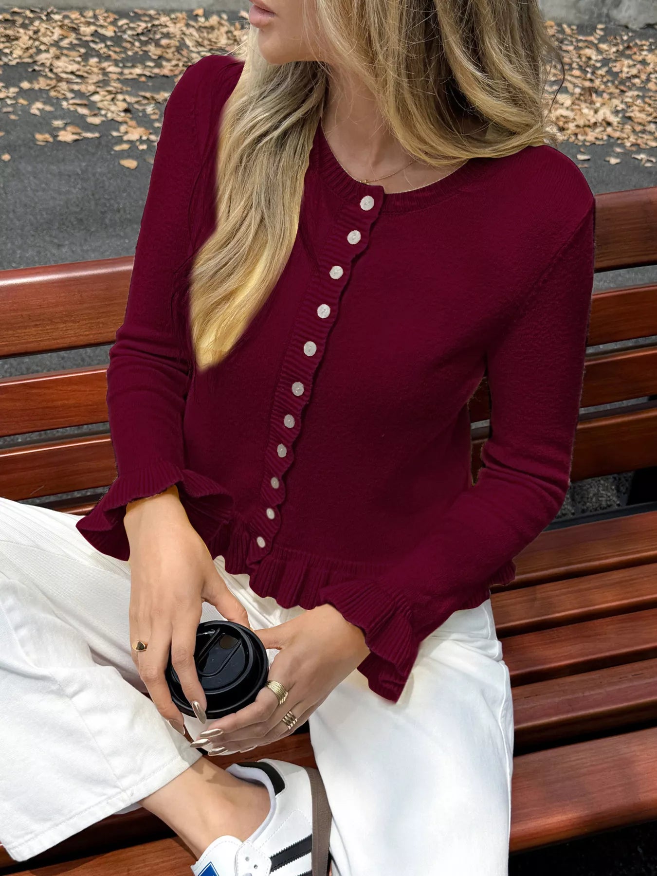 Lovely Ruffled Knit Cardigan