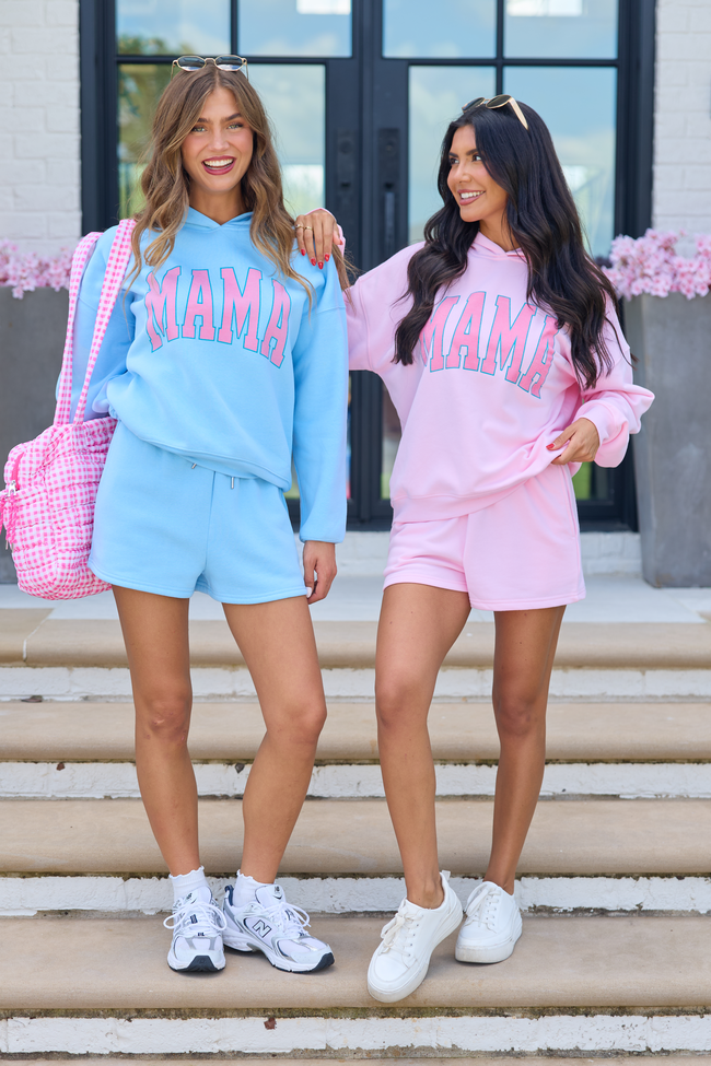 Mama Block Light Blue Graphic Hoodie