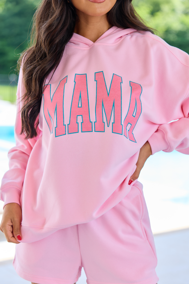 Mama Block Light Pink Graphic Hoodie