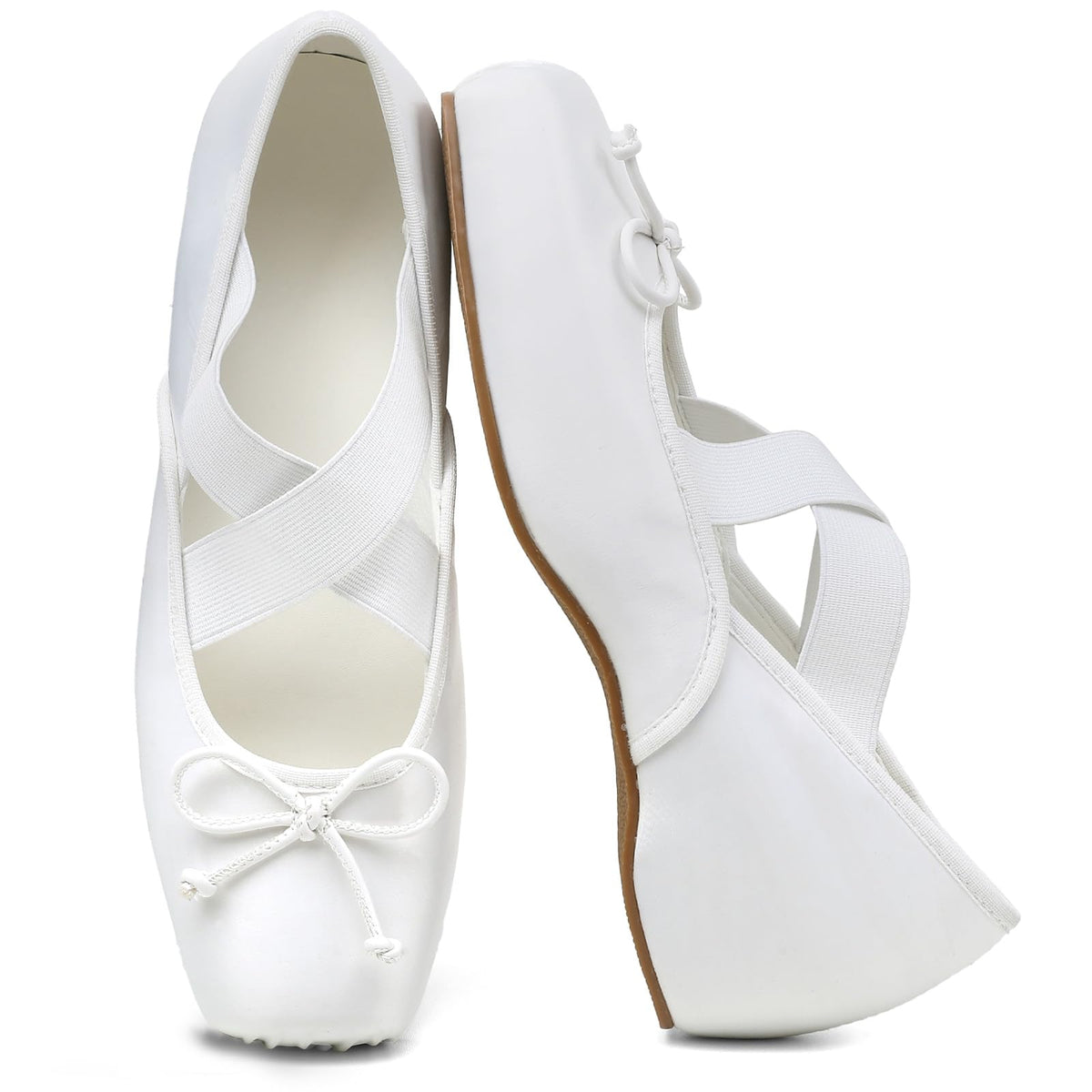 Ballet Flats Square Toe Criss Cross Straps